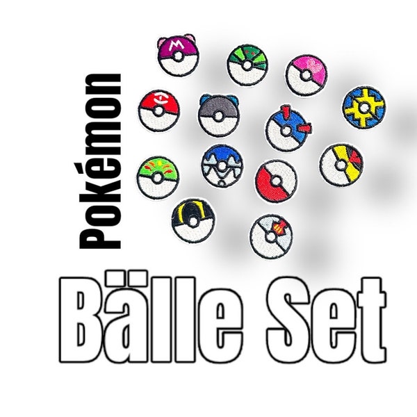 Pokemon Bälle Applikation Set 13teilig für Schultüten Jacken Kleidung Taschen cool für Pokemon Fans Aufbügler Aufnäher Patch zum verzieren