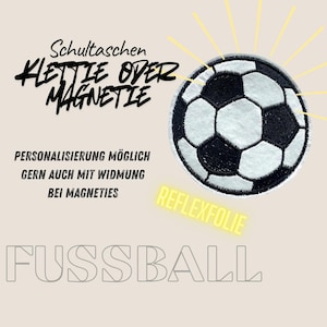 Klettie Magnet Fußball Fussball Schultasche Ranzen Schulranzen mit Klett oder magnetischem Metallplättchen personalisiert mit Name Button