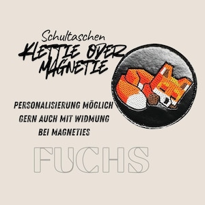 Klettie Magnet Minecraft Fuchs zum anheften an die Schultasche Ranzen Schulranzen mit Klett oder Metallplättchen personalisiertest Name