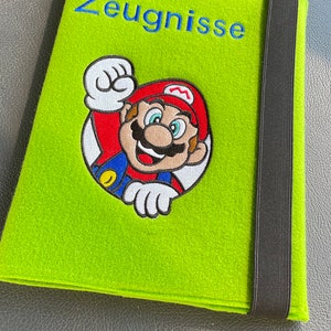 Zeugnismappe Super Mario individuell personalisierbar ein tolles Namensgeschenk zum Schulanfang/ erstes Zeugnis für Gamer Nintendo Zocker