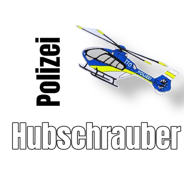 Polizeihubschrauber Hubschrauber Applikation für die Schultüte Polizei Patch Bügelbild Pin für Kleidung Taschen zum aufbügeln Aufnäher Tatüt