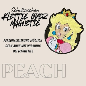Klettie Prinzessin Peach rosa Schultasche Ranzen Schulranzen Ergo Bag mit Klett bestickt mit Mario Star Party super Mario Yoshi Luigi Bowser