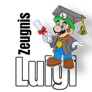 Luigi Applikation Zeugnis Abschlus Super Mario Schultüte Patch Kleidung Taschen Jacken Aufbügler Aufnäher Nintendo Mario Yoshi Peach Bowser