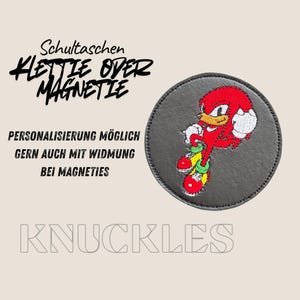 Kletti Magneti Knuckles Igel Schultasche Ranzen mit Klett oder mit magnetischen Metallplättchen personalisiert m. Name Button Schultasche