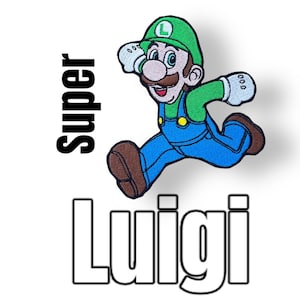 Luigi Super Mario Applikation für Schultüte Patch für Kleidung Taschen Jacken ect. in 2 Größen erhältlich auf schwarzem Filz