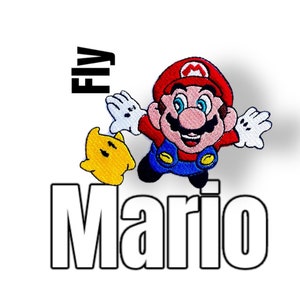 Super Mario fliegt mit Stern Applikation für Schultüte Patch für Kleidung Taschen Jacken Pin Schulanfang aufbügeln Luigi Yoshi Bowser Peach