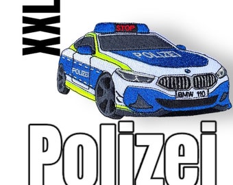 Polizeiauto Polizeiwagen Applikation Patch Bügelbild für Schultüte Kleidung oder Taschen Pin Aufbügler Polizei Tatütata Cool glitzernd neon