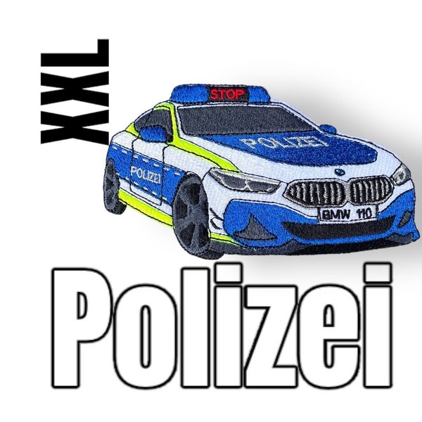 Polizeiauto / Polizeiwagen Patch Bügelbild für Schultüte Kleidung oder Taschen Applikation Pin Aufbügler Polizei Tatütata Cool glitzernd