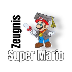 Super Mario Applikation Zeugnis Abschluss Schultüte Patch Kleidung Taschen Jacken Aufbügler Aufnäher Nintendo Luigi Yoshi Peach Bowser cool