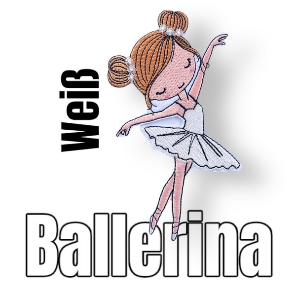 Ballerina weiß Applikation Patch Bügelbild in Glitzer Kleid für Schultüte Kleidung Tasche Mädchentraum Aufbügler pimp Tänzerin Pin Ballett
