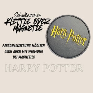 Klettie Magnet Harry Potter f. Schultasche Ranzen Schulranzen mit Klett oder magnetischem Metallplättchen personalisiert Name Button