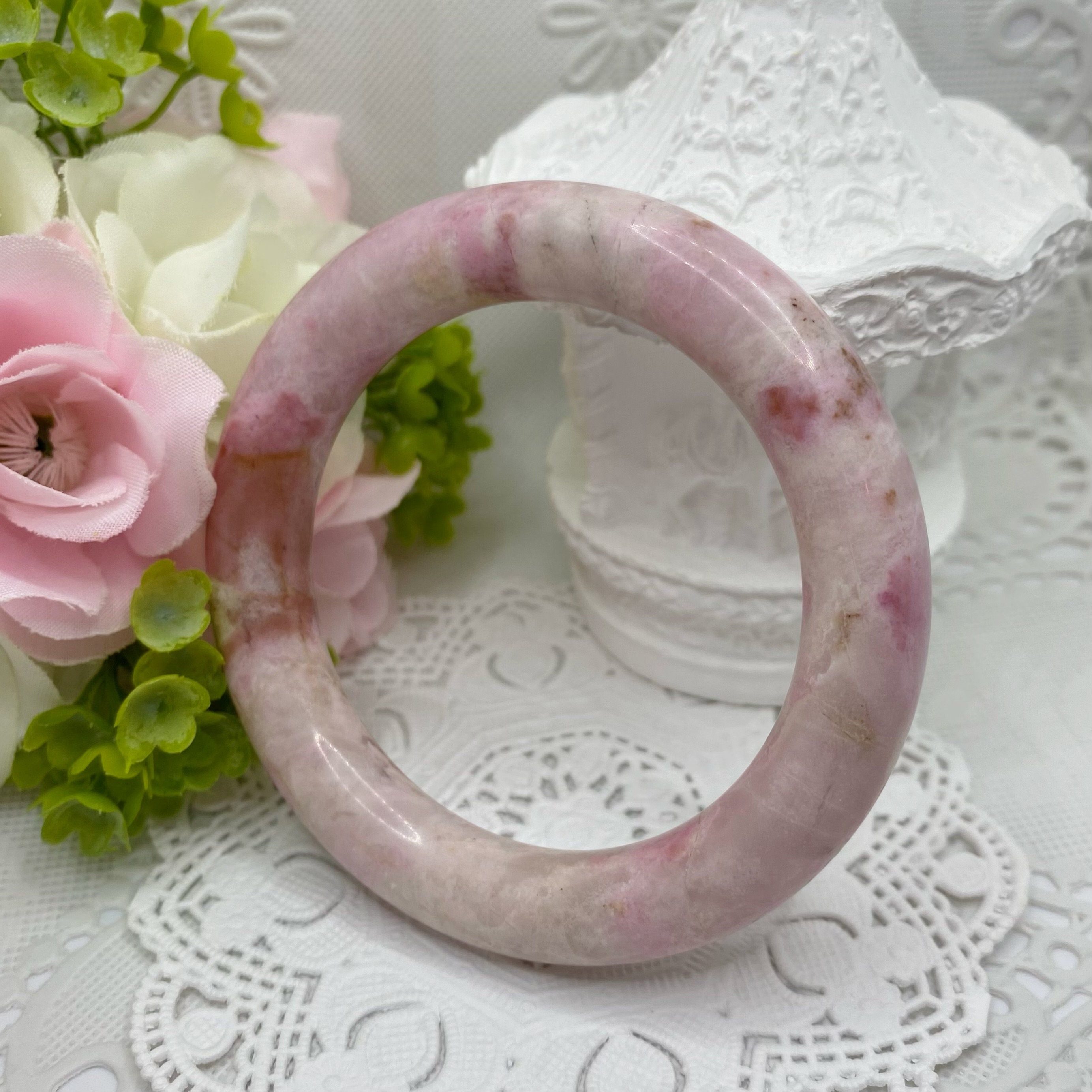 本物の天然ロードナイトバングルブレスレット ピンク - Etsy 日本