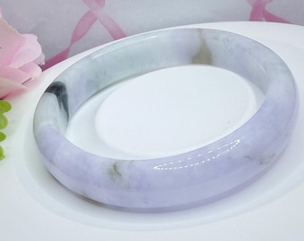 グレードA天然ラベンダーグリーン翡翠バングル 52mm 認定タイプA 天然