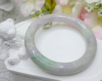 Brazalete de jadeíta natural tipo A de 52 mm, joyería de jadeíta birmana de grado A, regalo de jade real para ella