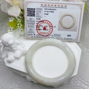 White Jade Bangle: Natural Jadeite 52mm With Certificate
