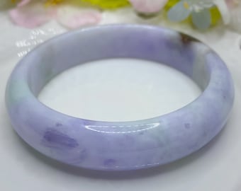 翡翠　ジェイド　バングル　ラベンダー　内径約58.5 自社製造 認定天然グレードA翡翠バングル ラベンダーパープル (53.5 mm
