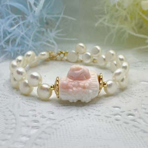 Queen Conch Shell Rabbits Bunny Pearl Bracelet DIY Handmade