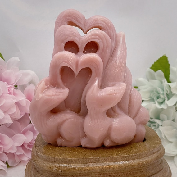 ricercare様　ラスト　高品質　ピンク瑪瑙　フレイム　置物 Natural Pink Opal Nine Tailed Fox Carving Hand Carved Kitsune