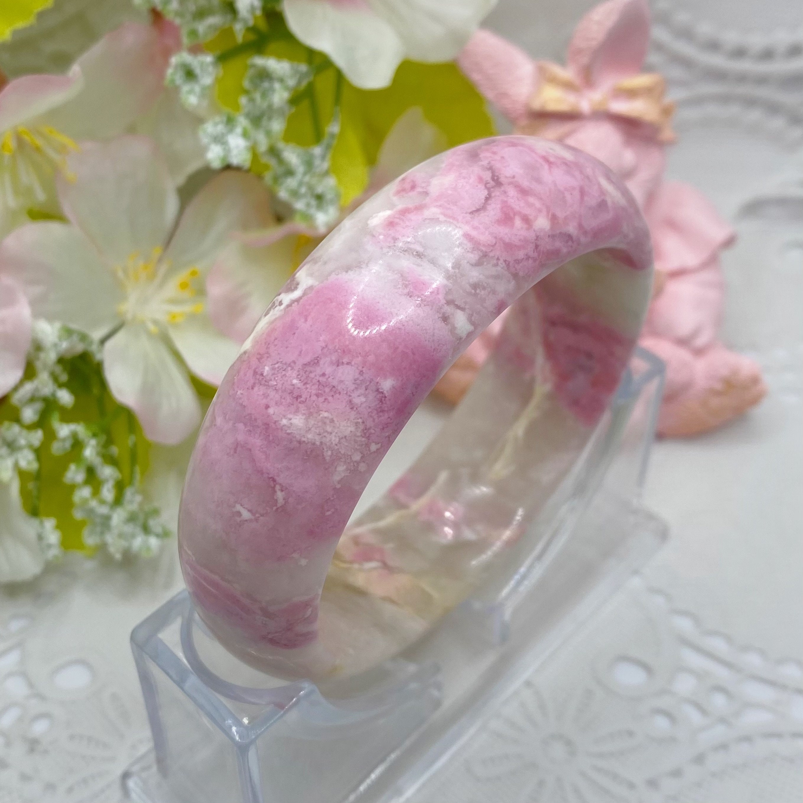 本物のピンクロードナイトバングル 本物の天然ロードナイト - Etsy 日本