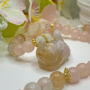 Nature Jade Agate Cat Necklace Agate DIY Handmade