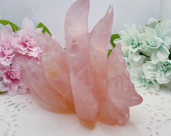 Nature Rose Quartz Nine Tailed Fox Rose Quartz