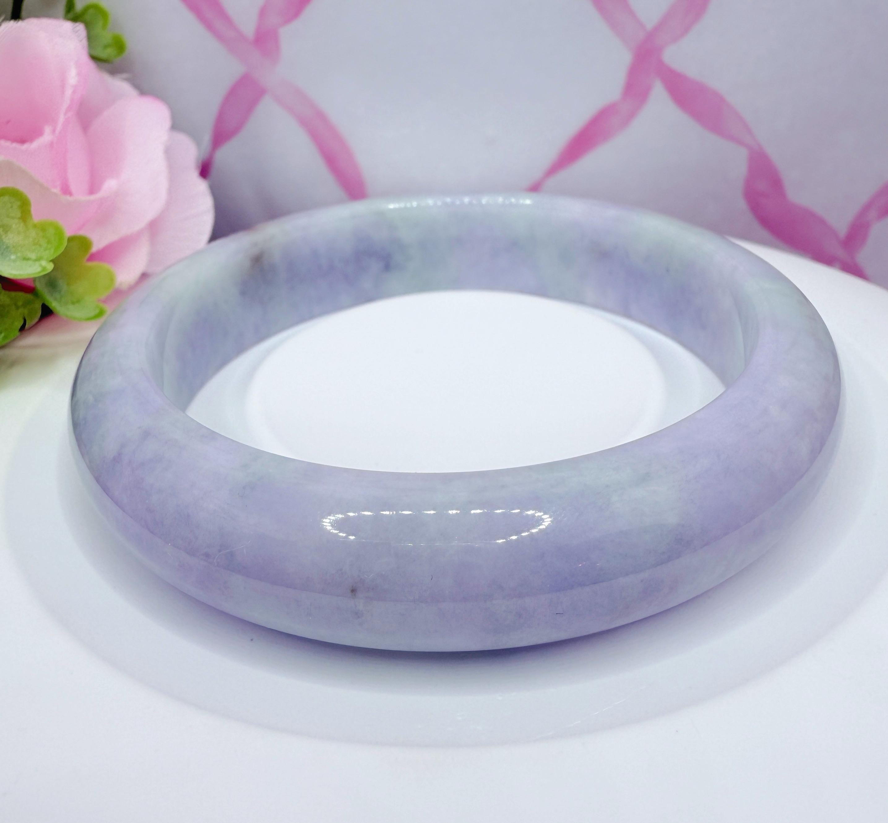 認定A型翡翠バングル 55mm 天然ラベンダーグリーンパープル翡翠 