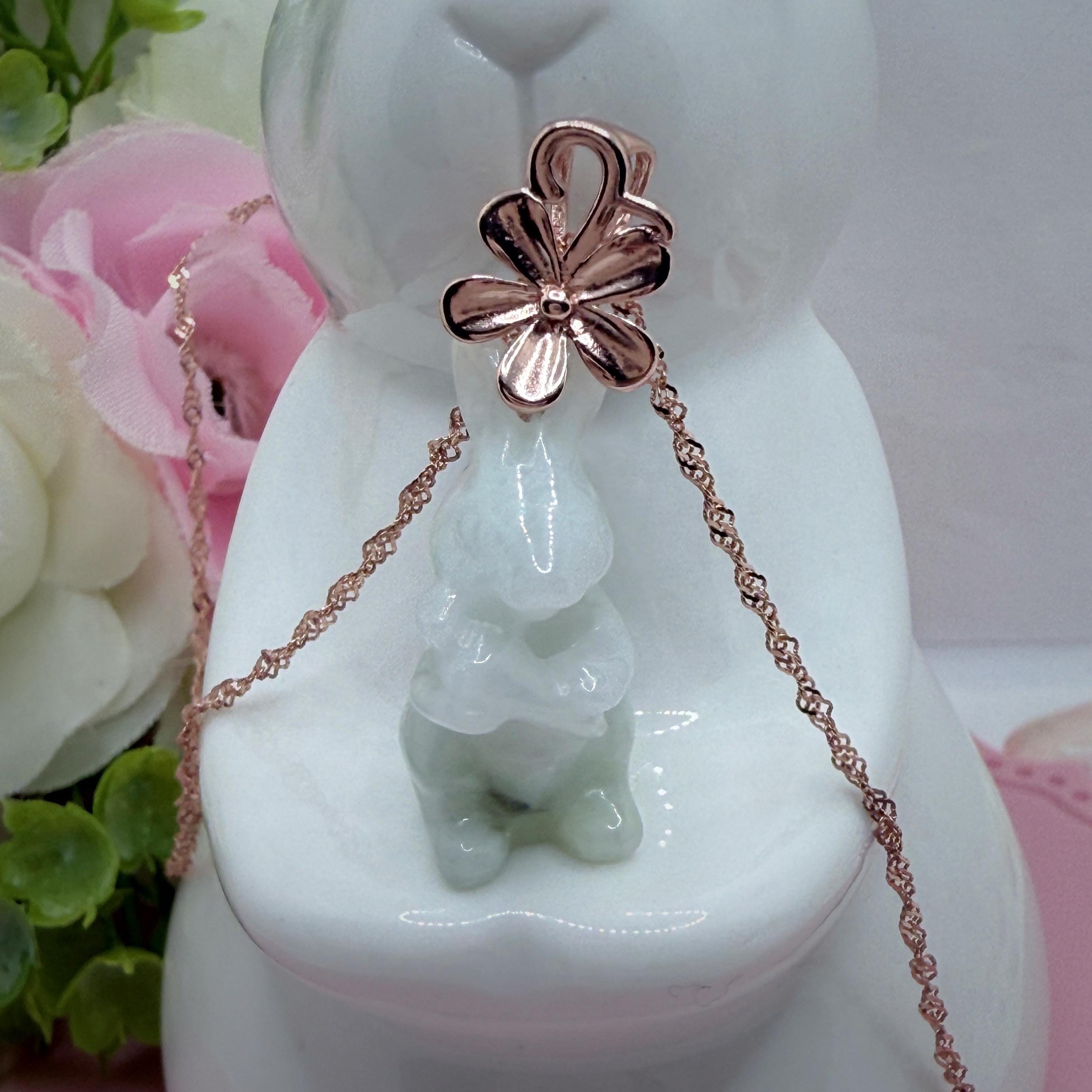 Yellow Jade Rabbit Natural Type A Jade Bunny Necklace S925 Rose Gold Green Jadeite Rabbit ...
