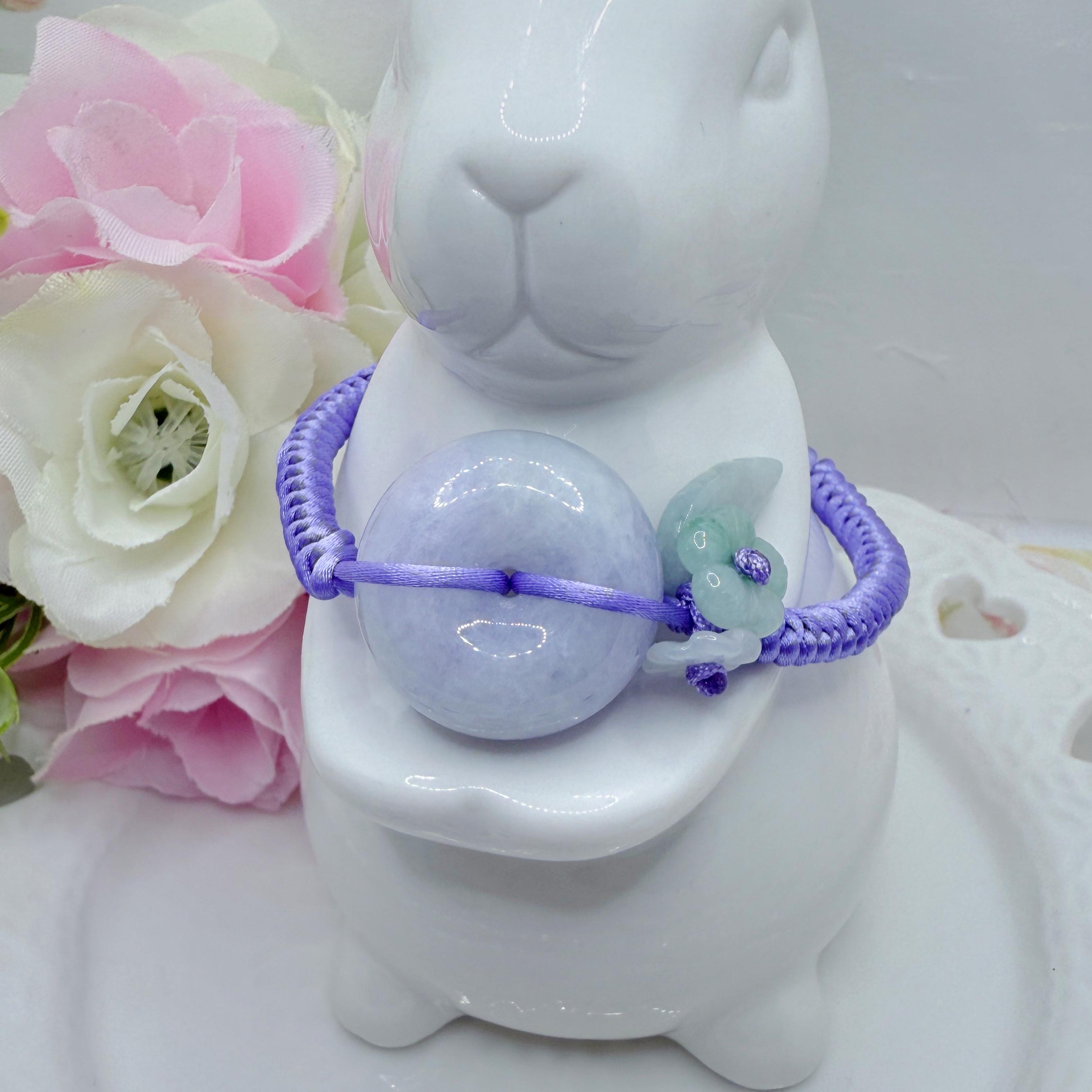 Purple Jadeite Jade Type A Real Nature Jade Flower DIY Handmade Bracelet