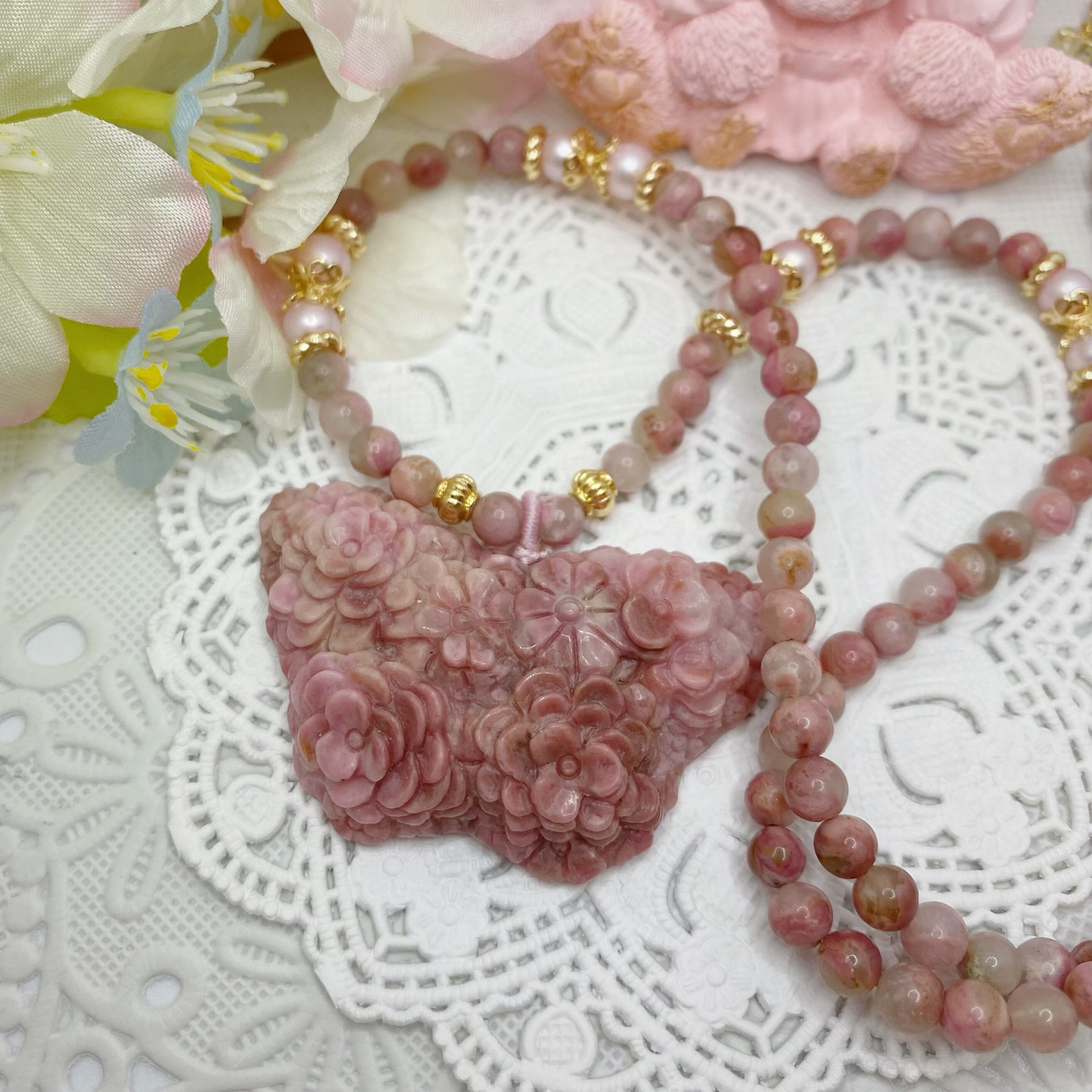 Natuur Rhodoniet Vlinder Bloemenketting Rhodoniet DIY Handgemaakt