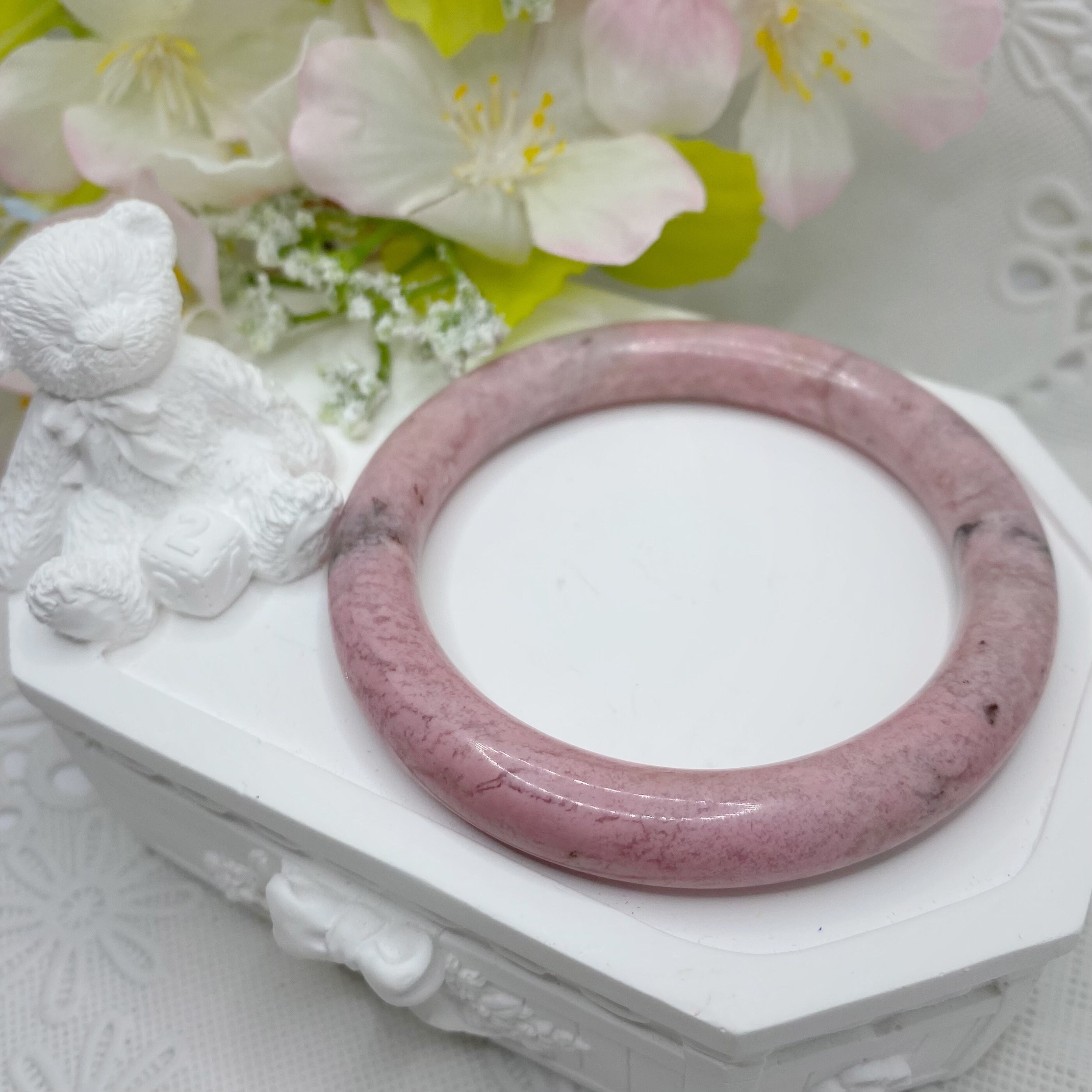 天然石 ロードナイト くり抜き バングル ブレスレット ピンク インペリアルロードナイトブレスレット | 大阪梅田、中崎町の