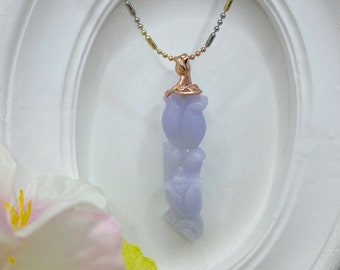 Purple Jade Jadeite Rose Pendant S925 Necklace Real Jade Nature Jade DIY Handmade