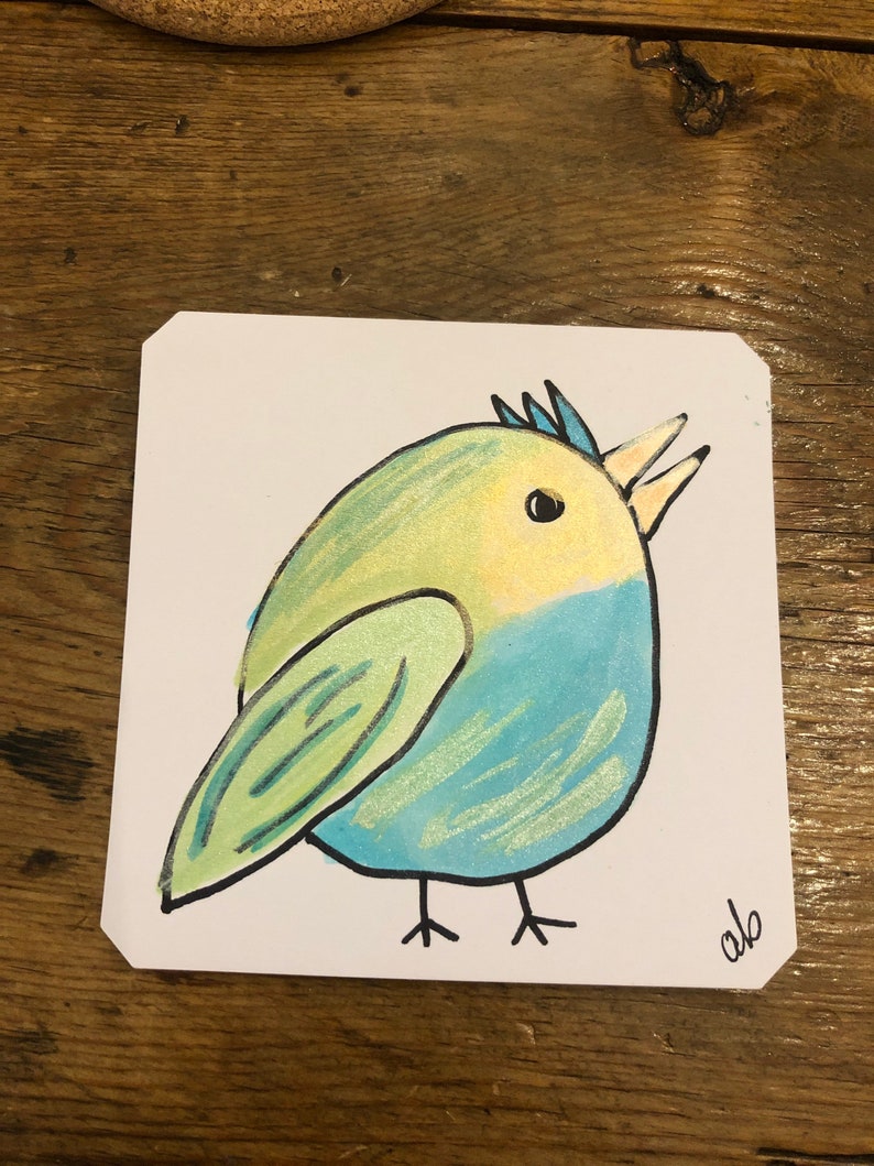 Quirky Blue Round Green /& Yellow