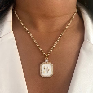 gold-plated necklace with star pendant / boho necklace gold / zircon crystal stone jewelry / gold-plated jewelry / gift for girlfriend