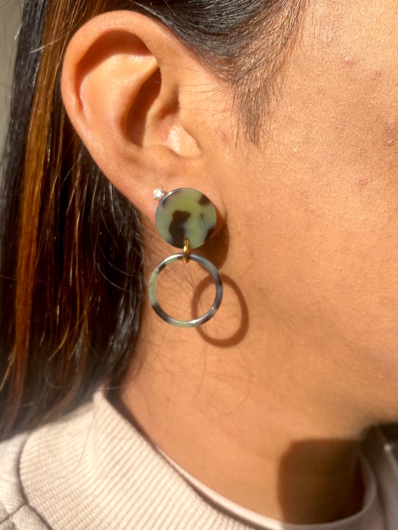 Buy Small Green Tortoiseshell Earrings With Acetate Studs Colorful Plastic Statement Earrings Tortoiseshell Pattern Gift for Girlfriend Online in India Etsy