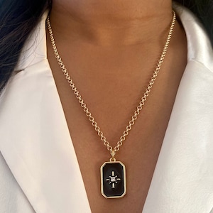 long, gold-plated necklace star pendant / North Star Boho Jewelry / Zirconia Gold Chain with Large Pendant / Gift for Girlfriend