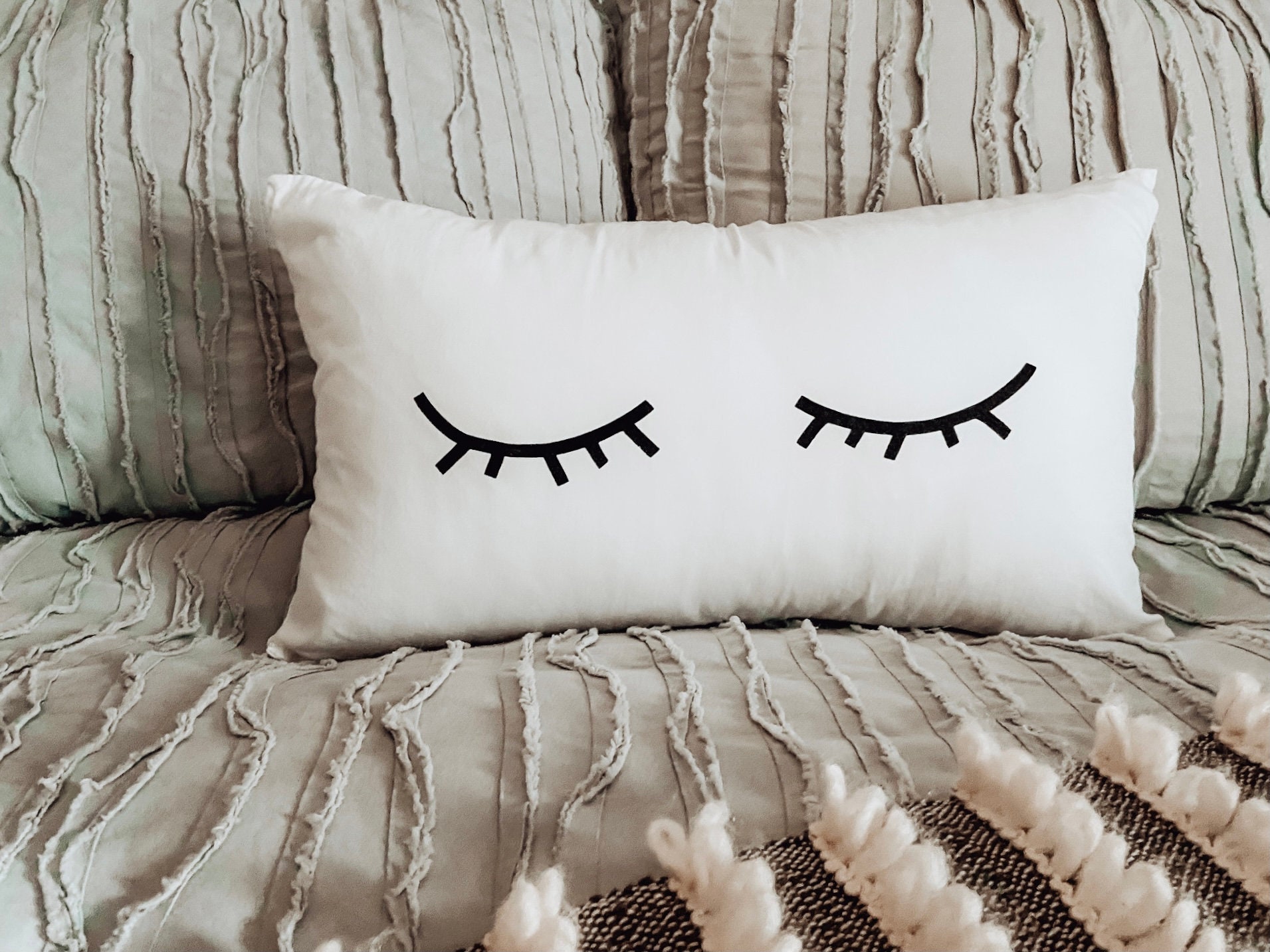 Eyelash Pillow 12x20 Pillow Cover Insert // Lumbar Bed Etsy