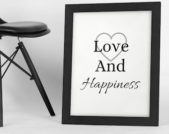 Love And Happiness | Digital Wall Art | Digital Download Print | Downloadable Print Art | Digital Wall Decor | Instant Download Print