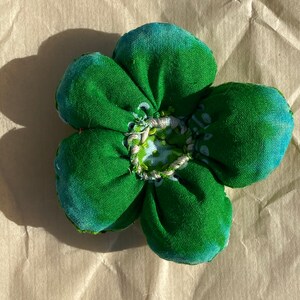 Green & Turquoise Dip-Dyed Bandana Flower with Green Bandana Cente