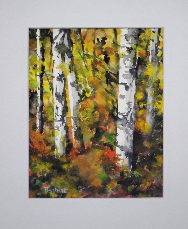 9 x 12 Autumn Birches Original Watercolor