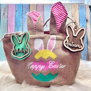 Easter basket tag, Personalized Easter name tag, Basket name tag, Custom Wooden tag, Easter basket stuffer for kids