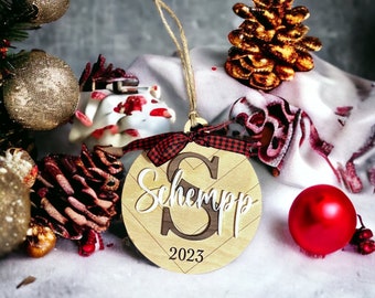 Custom ornament with name, engraved ornament, 3d name decor, personalized Christmas ornament, monogram ornament