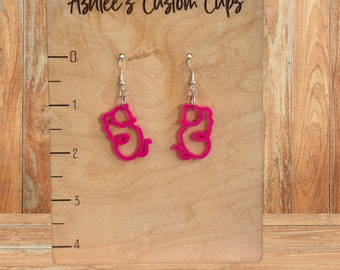Pink cat earrings, Minimalist jewelry, cat gifts for women, hot pink dangle earring, cute cat lover gift, acrylic earrings
