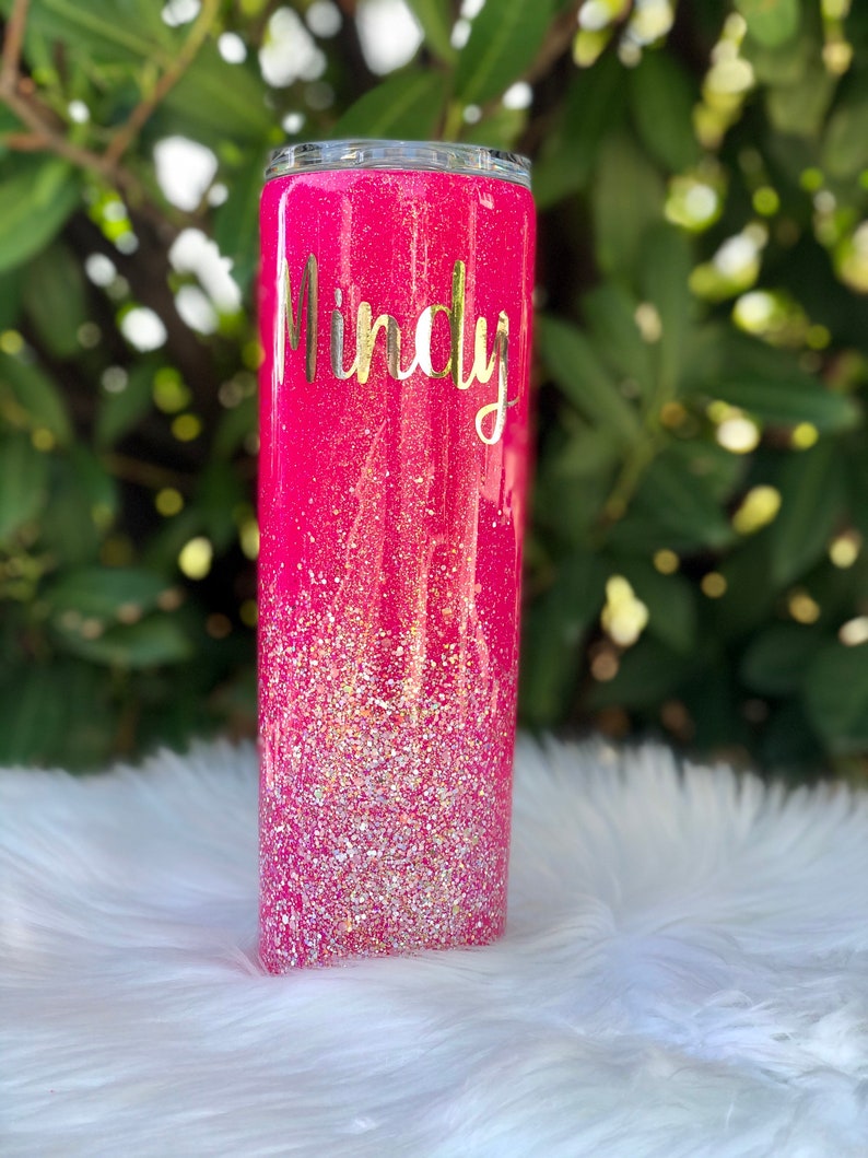 Hot pink tumbler Glitter Tumbler Bridal Party Gifts Pink Etsy