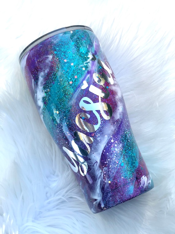 Purple Galaxy Glitter 20oz Skinny Tumbler - Double Wall Stainless