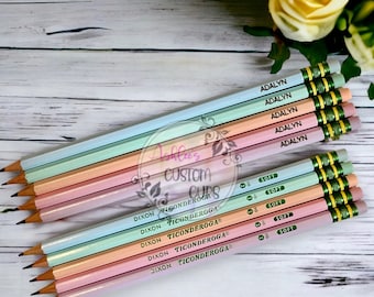 Personalized Ticonderoga pencils, Engraved name pencils, Personalized back to school supplies, Pastel pencils with name