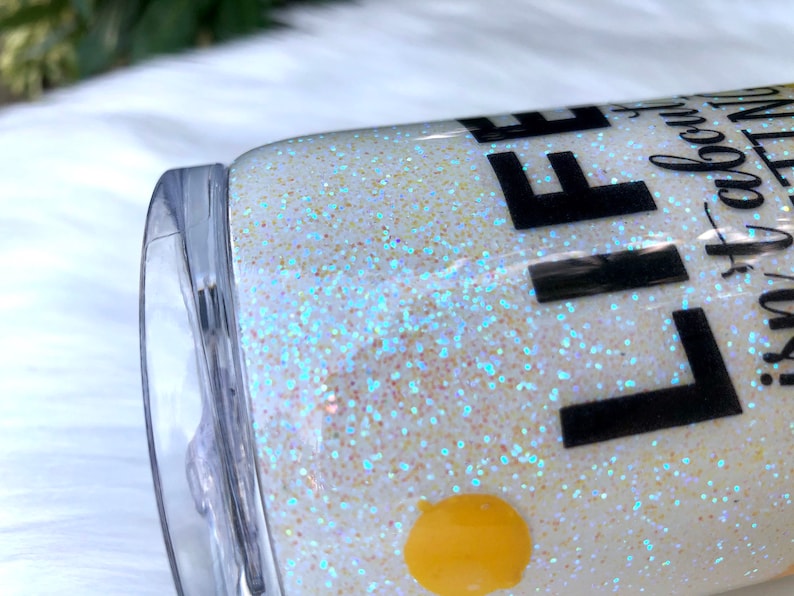 Inspirational Quote Gifts Custom travel mug Tumbler with Lemons Personalized tumbler Lemon Yellow Glitter Tumbler