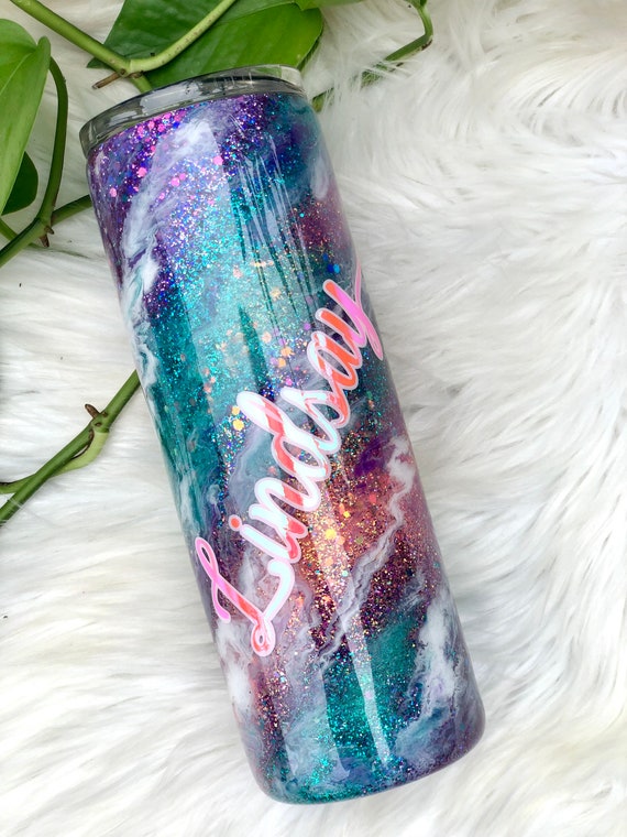 Personalized Bridal Party Gift Agate Shimmer Skinny Tumbler for
