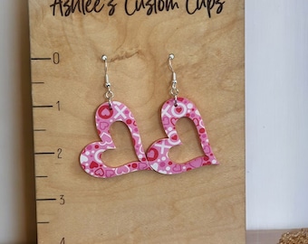 Valentines Day earrings, pink heart earring, acrylic dangle earring, valentines jewelry, gift for Valentine’s Day, whimsical accessories