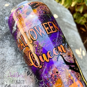 Halloween Glitter tumbler, Halloween Lover Gift, Custom Glitter cup, Spooky Mug, Fall Tumbler, Halloween Queen mug, Milky way tumbler