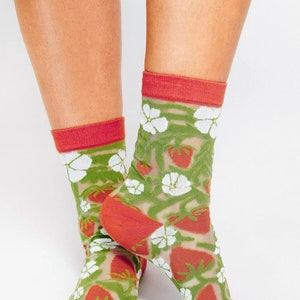 SoulShine Strawberry — Sheer Ankle Sock | Tailored Union Sock Collab | OSFA (W 7-10)